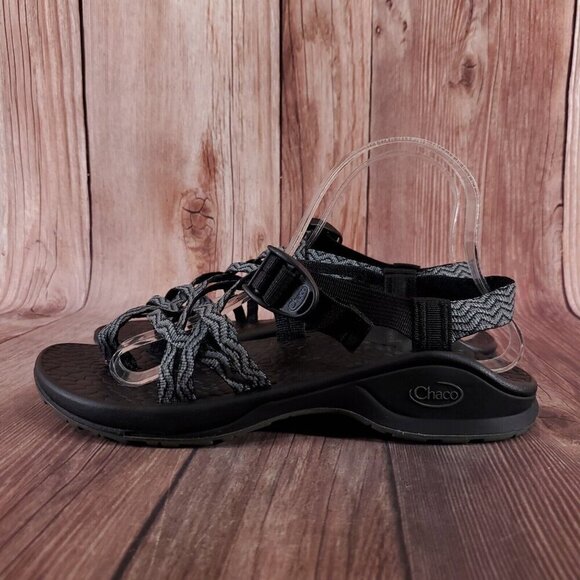 Chaco Womens Size 9 Updraft EcoTread X2 Outdoor Sandals Black Gray Waves J105182 - Picture 2 of 15